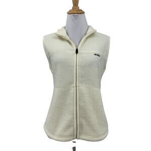 Straight Down Vest Womens M Medium Ivory Full Zip Fleece Sleeveless Mock Neck